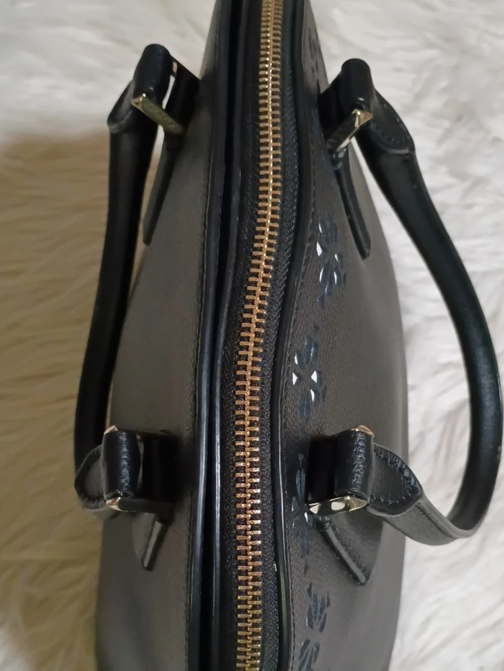 Kate spade Sylvia Lrg domed satchel perforated floral eyelet design